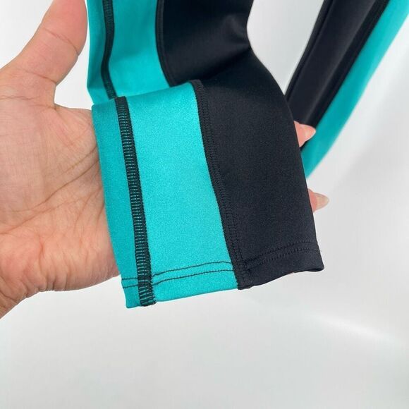 K-Deer Black Teal Stripe High Waist Leggings – Sneaker Length XS - Picture 7 of 12